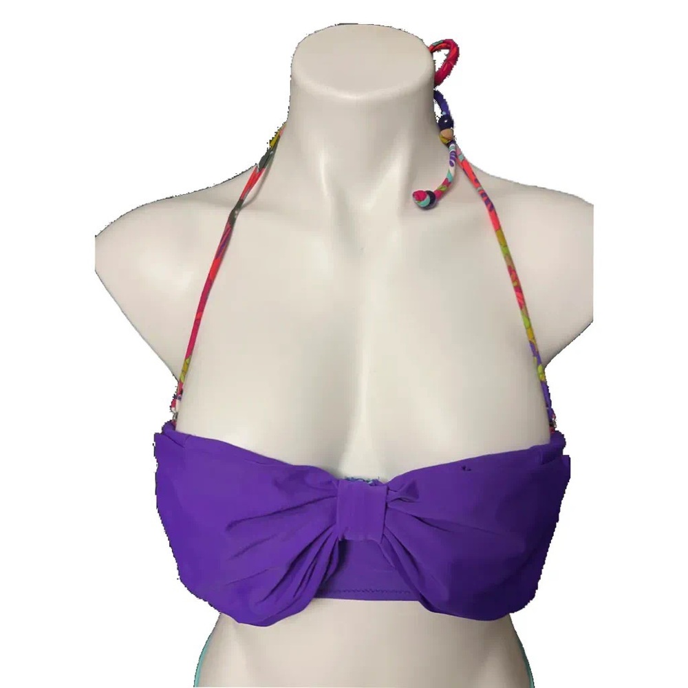 Target Xhileration hot purple bow, padded push-up strapless bikini/halter top